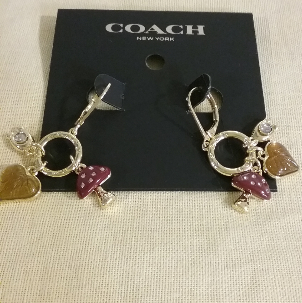 BRAND NEW COACH Gold Charm Earrings